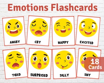 Feelings Faces, Emotion Flashcards, Kids Emotions and Feelings Cards, Feelings Flash Cards, PDF Instant Download, Emotions Flashcards