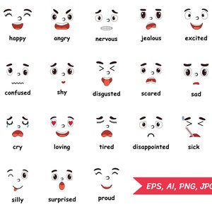 Sentiments visages pour enfants Png, heureux, clipart émotions, en colère, clipart éducatif, émotions enfants maternelles, expressions d&#39;enfants, visages d&#39;enfants