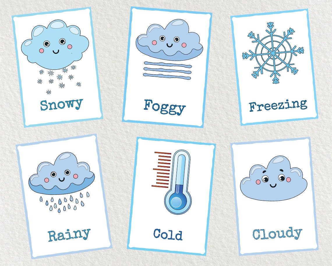 Toddler Weather Flash Cards 12 Nomenclature Cards Homeschool - Etsy