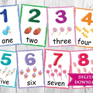 Number Flashcards 1-20, Numbers Flashcards, Learn to Count, Numbers 1-20, The weather lerarn,Kindergarten, Preschool Activity, Kindergarten image 1