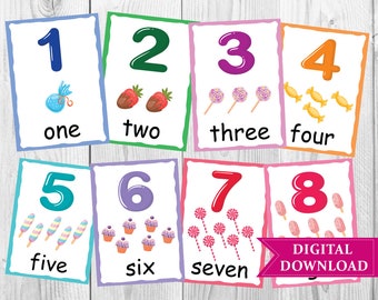 Number Flashcards 1-20,  Numbers Flashcards, Learn to Count, Numbers 1-20, The weather lerarn,Kindergarten, Preschool Activity, Kindergarten