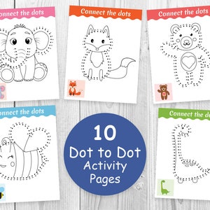Dot to Dot Book for Kids PDF, Dot to Dot Book with Animals, Dot to Dot Printable Book, Connect the Dots, Dot to Dot Puzzle Workbook