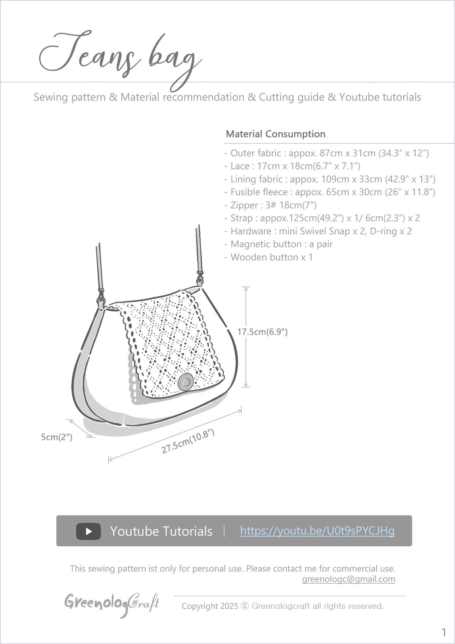 Mini Backpack Sewing Pattern, PDF Digital Sewing Pattern With Youtube ...