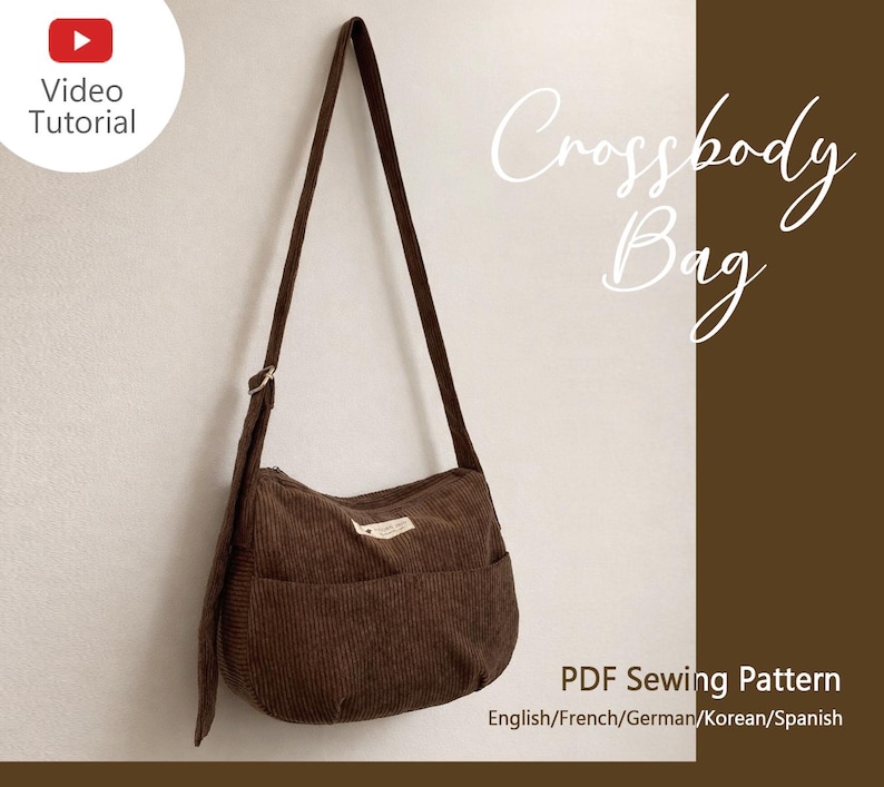 Crossbody Bag Sewing Pattern, PDF Digital Sewing Pattern With Youtube ...