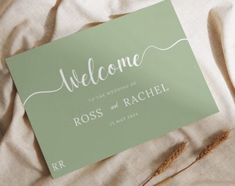 Personalised Modern Minimalist Wedding Party Welcome Sign Poster Canva Template
