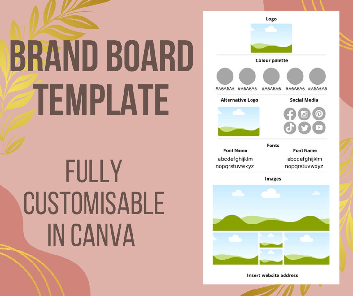 Canva Brand Board Template Mood Board Template Canva - Etsy