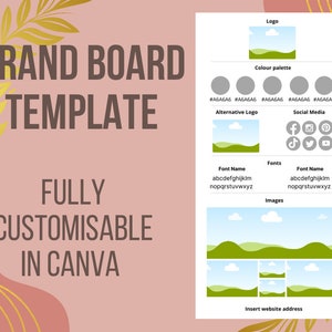 Canva Brand Board Template, Mood Board Template, Canva Templates, Brand Board Templates