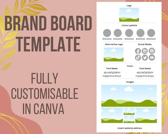 Canva Brand Board Template, Mood board template, Canva Templates, Brand Board templates