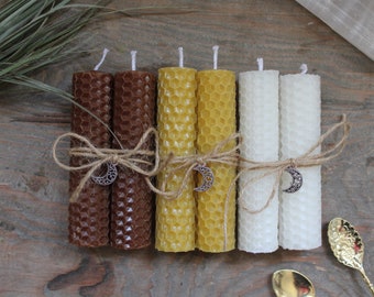 100% Pure Natural Beeswax 10cm Candles | Sets of 2 Candles, Candlesticks | Spell Candles |