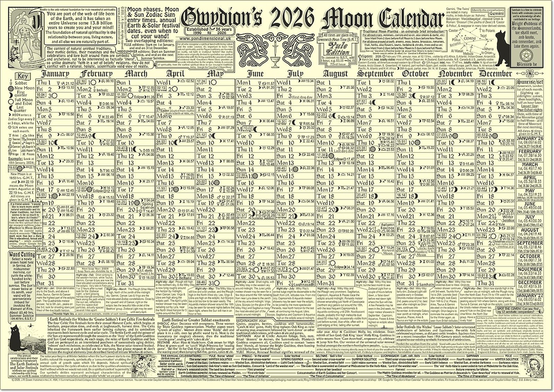 planner chart wall A4 Calendar Moon 2026 2026TYPE-MOONカレンダー poster Pagan Lunar year カレンダー・スケジュール