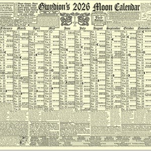 2026 Moon Calendar A3 Poster: Pagan Spiritual Guide - Etsy UK