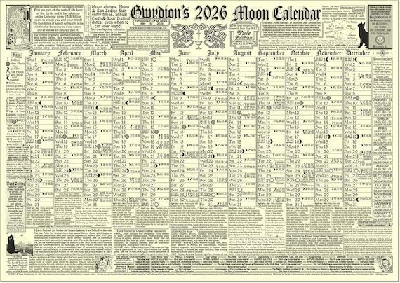 2026TYPE-MOONカレンダー 2026 Moon Calendar A3 Poster: Pagan Spiritual Guide - Etsy UK
