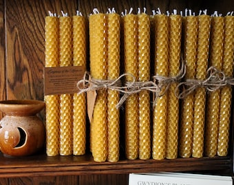 Beeswax Ritual Candles (Set of 6) - Handmade Rolled Candles, Natural Honeycomb Candles, Cosy Ritual Candles, Slow Living