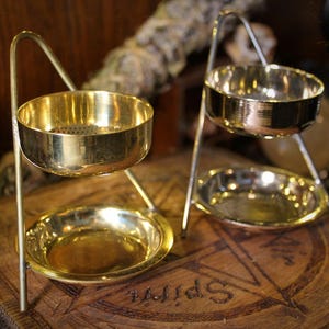 Fixed Incense Warmer, Brass or Plated Brass, Smokeless Incense Burner, Loose Incense Warmer, Resin Incense Warmer, Incense Aroma Burner