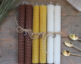 Hand-Rolled Beeswax Candles: Natural Honey Scent, Set of 2