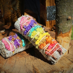 7 Chakra Sinuata Flower White Sage Bundles from California, 4 Inch, Smudging, Cleanse and Purify, Healing and Protection, Wicca