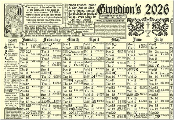 2026 Moon Calendar A3 Poster: Pagan Spiritual Guide - Etsy UK