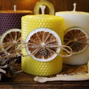100% Pure Beeswax Pillar Candle | Hand-rolled |