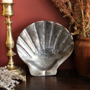 Antike Silber Muschel Anbietschale | Mond Altar Dekor, Ritual Gefäß