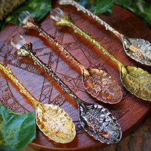 Engraved Ritual Tea Spoon: Apothecary Herb Spoon, Altar Tool