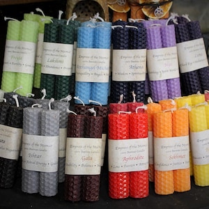 Small Beeswax Spell Candles | 14 Colour Options | 10cm/4&quot; Candles | See Description for Colour Meanings! | Ritual Candles | Witchcraft |