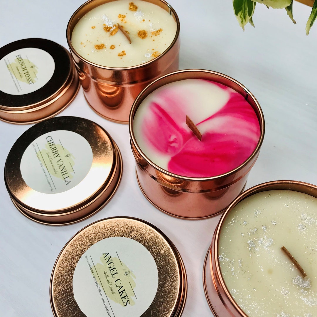 100ml Scented Beeswax Candle Rose Gold Tin Container Etsy UK