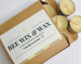 9 White Beeswax Tealights