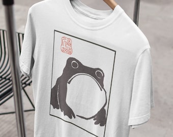 Unimpressed Frog shirt - Grumpy Frog shirt - Japanese Aesthetic by Matsumoto Hoji, Organic Unisex T-Shirt, Vintage Style Art T-shirt