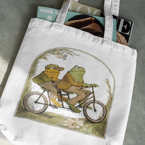 Frog And Toad Tote Bag, meme Cottagecore Aesthetic, Gift for friend, Canvas Tote Bag