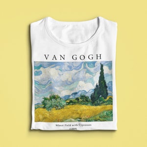 Wheat Field with Cypresses T Shirt by Vincent Van Gogh (1889), Aesthetic art Unisex