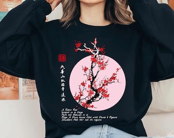 Japanese Blossom Sweatshirt, Cherry Blossom Sweatshirt, Aesthetic Hoodie, Aesthetic Clothing, Kawaii, Flowers Anime Unisex Sweatshirt