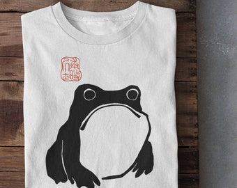 Grumpy Frog shirt, Unimpressed Frog -  funny Japanese Aesthetic by Matsumoto Hoji, Vintage Style Art T-shirt