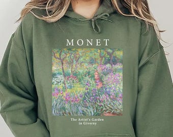 The Artist's Garden in Giverny (1900) Hoodie,  Sweatshirt by Claude Monet - Art T shirt - Art Lover - Aesthetic - Gift - Unisex