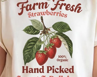 Farm Fresh Strawberries Unisex Tee | Sweet & Delicious Organic Sweatshirt for Summer, Gifts, Picnics | Farm Lovers Hoodie, Fruit