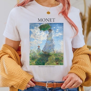 Monet Shirt - Woman with a Parasol, Madame Monet and Her Son T shirt by Claude Monet. Art T shirt  - Aesthetic - Gift - Art Lover