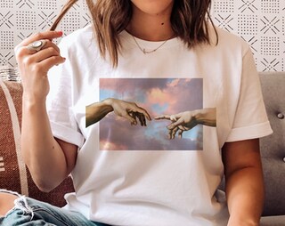 T-shirt Michelangelo Creazione Di Adamo – Maglia Premium Gildan 100% Cotone