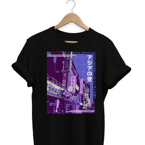 Japanese Vaporwave Cityscape T-Shirt, city vibes Shirt Art Aesthetic, night city cyberpunk Unisex shirt