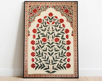 Indian Folk Art print, Floral Prints, Living Room decor, Indian Vintage, Pichwai Painting, Poster, Wall Art, Paintings