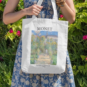 Claude Monet Artist&#39;s Garden at Vétheuil Tote Bag -Art Vintage tote bag