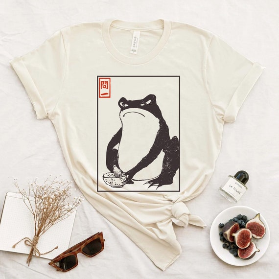 Grumpy Frog shirt, Unimpressed Frog -  funny Japanese Aesthetic by Matsumoto Hoji, Vintage Style Art T-shirt
