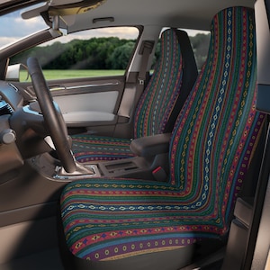 Vibrant Boho Car Seat Covers | Ethnic Patterned Interior Decor, Car Accessories, Gift for Travelers, Road Trip Essentials, Home Decor
