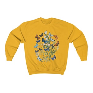 Vintage Butterfly Bouquet Sudadera Botánica Sudadera Unisex Mariposa imagen 5