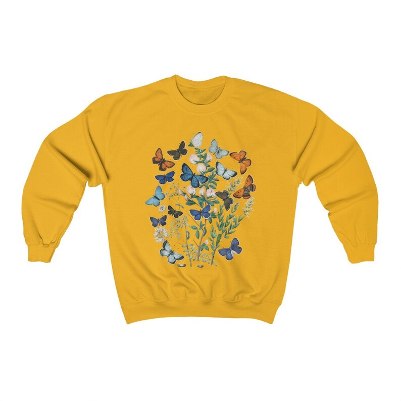 Vintage Butterfly Bouquet Sudadera Botánica Sudadera Unisex Mariposa imagen 5