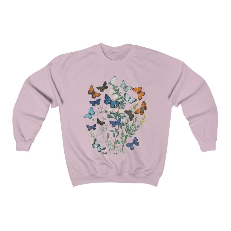 Vintage Butterfly Bouquet Sudadera Botánica Sudadera Unisex Mariposa imagen 7
