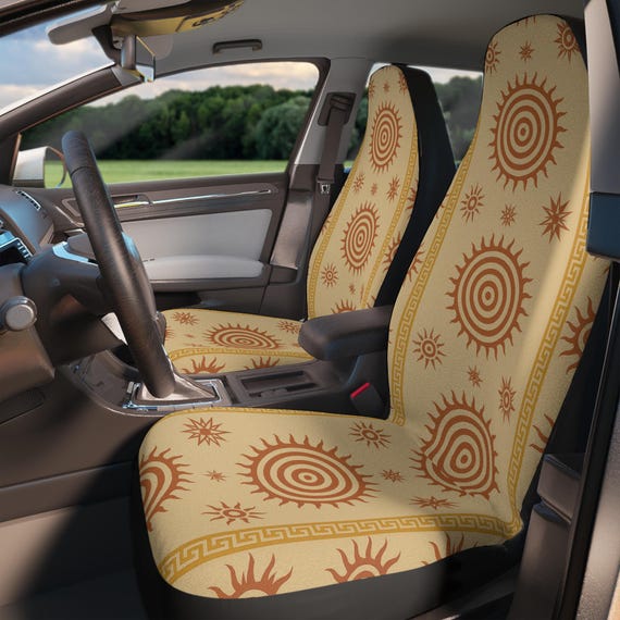 Sunshine Pattern Car Seat Covers, Bohemian Car Accessories, Sun Decor, Vehicle Protection, Gift for Travelers