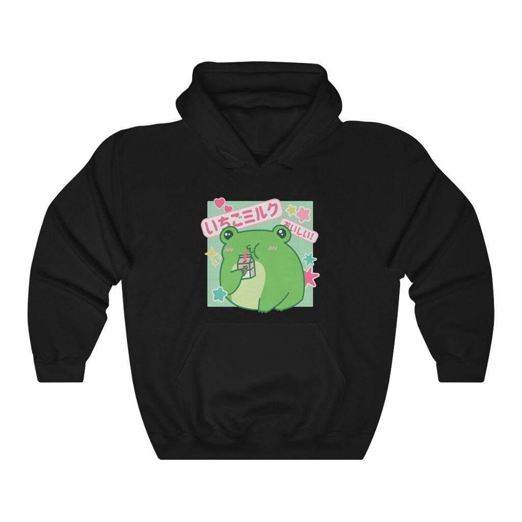 Kawaii Frog Hoodie - Strawberry Milk Hoodie - Kawaii Sweatshirt