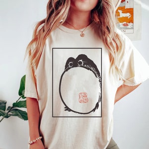 Grumpy Frog shirt, Unimpressed Frog -  funny Japanese Aesthetic by Matsumoto Hoji, Vintage Style Art T-shirt