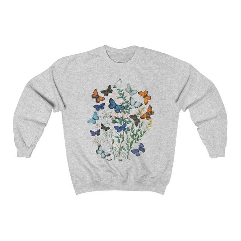Vintage Butterfly Bouquet Sudadera Botánica Sudadera Unisex Mariposa imagen 8