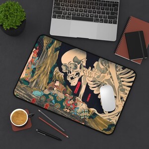 Japanese View Desk Pad, Utagawa Skeleton Spector, Great Wave, Mouse Pad ,Desk Mat,Cute Desk Decoration,Office Desk Mat Pad,Desktop Mat image 7