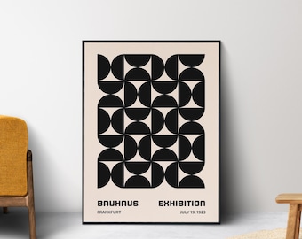 Abstrakcyjny plakat geometryczny Bauhausu | Sztuka ścienna Bauhausu | Wydruk wystawowy